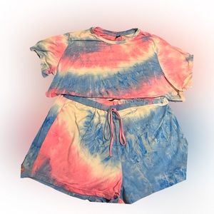 Two Pc Tye Dye Pink and Blue